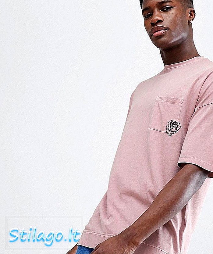 Tom Tailor Drop Schulter T-Shirt mit Rose Pocket-Pink