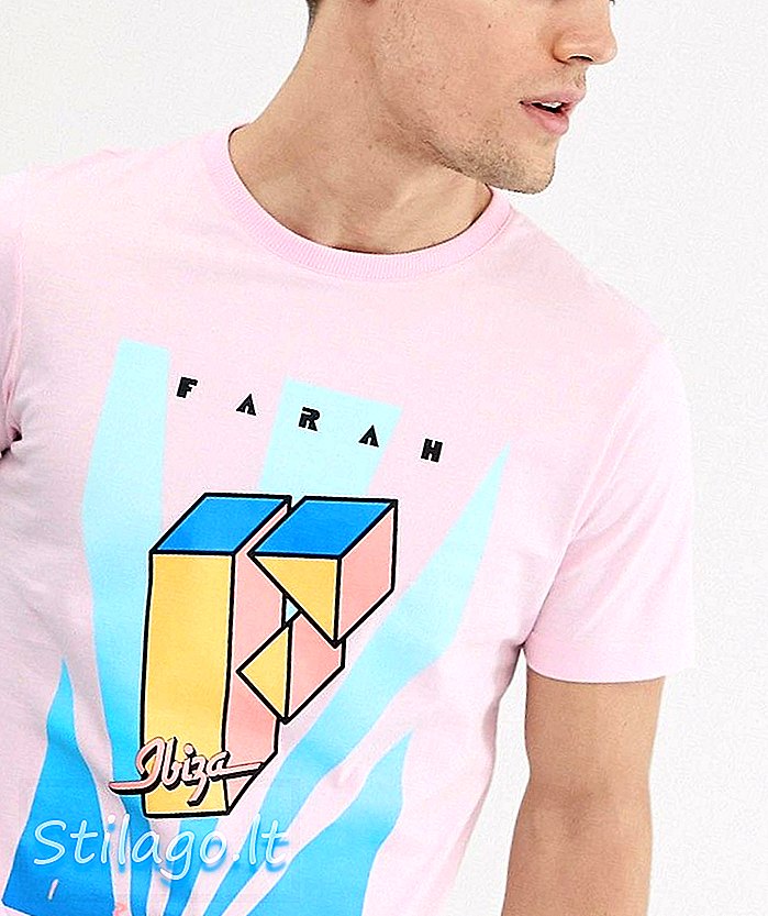 Farah Harper slim fit grafikus póló, rózsaszín