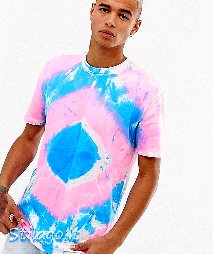 ASOS DESIGN uvolněné tričko v těžkém dresu s praním barvivem v lila-Růžové