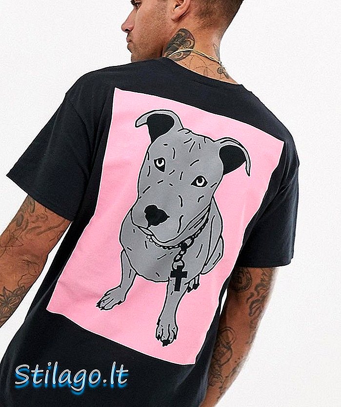 न्यू लव क्लब कुत्रा मोठ्या आकारात-काळा मध्ये टी-शर्ट प्रिंट करा