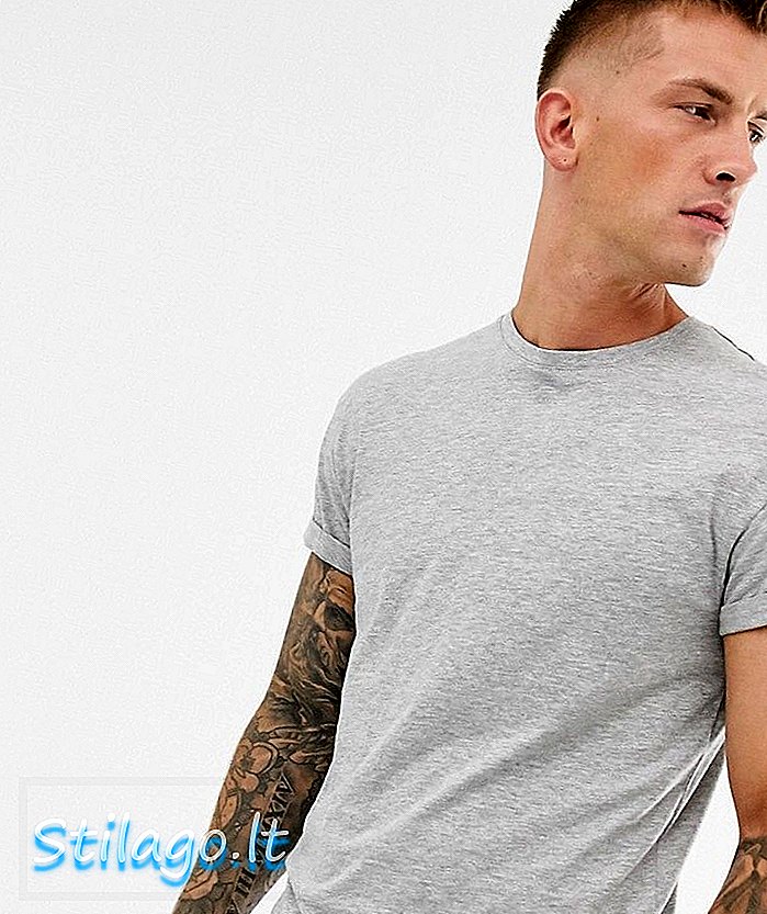 T-shirt à manches retroussées New Look gris chiné