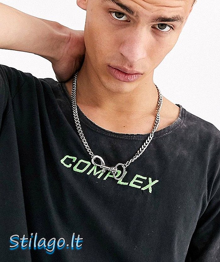 „ASOS DESIGN“ marškinėliai su skalbimo rūgštimi su kaklu ir neono siuvinėjimais - pilki