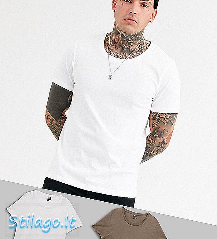 ASOS DESIGN 2-pack t-shirt med scoop hals save-Multi