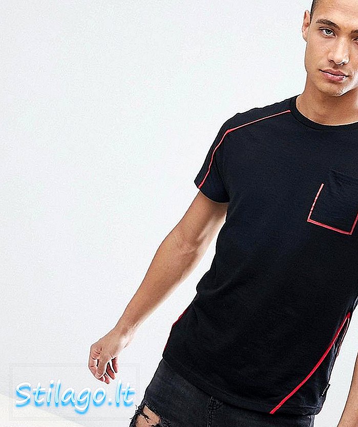 D-Struct T-Shirt con taschino a contrasto nero