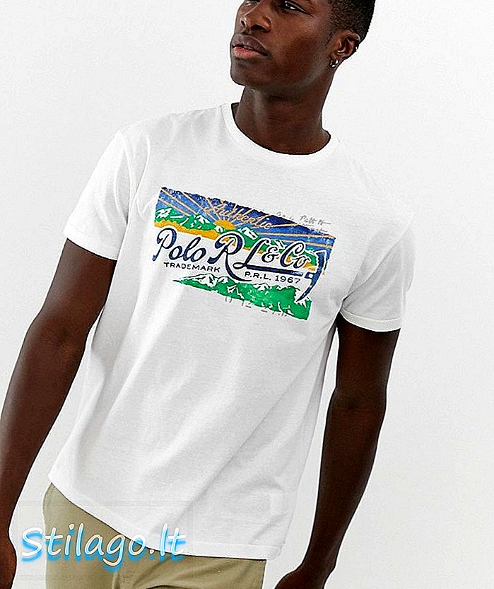 Tricou cu imprimeu logo Ralph Lauren Polo în aer liber, alb alb