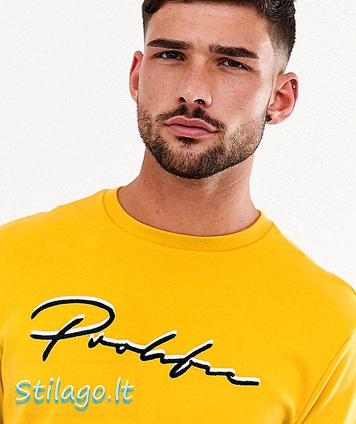 River Island t-shirt med produktiv broderi i gult