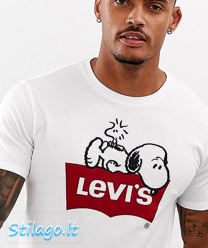 Camiseta Levi's Peanuts Snoopy batwing logo em branco