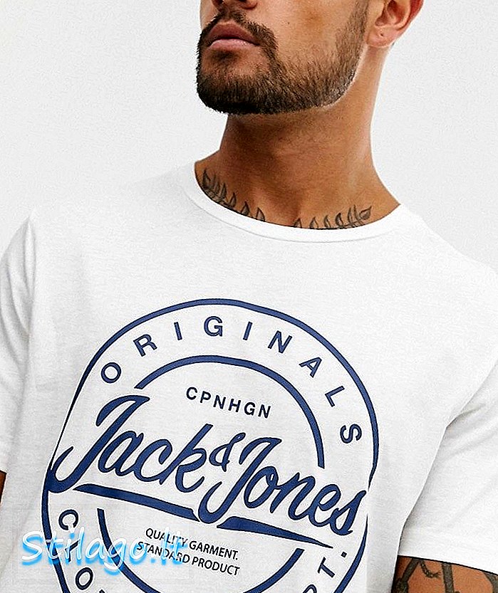 Jack & Jones Originals logo t-paita, pyöreä painatus-valkoinen