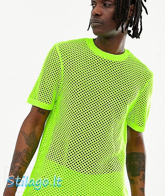 АСОС ДЕСИГН плетена мрежаста мајица у неон жуто-зеленој боји