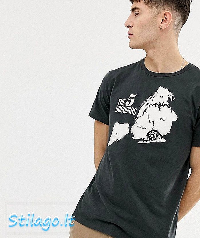 Majica J.Crew Mercantile s petimi barvami natisne majico v bledi črni barvi