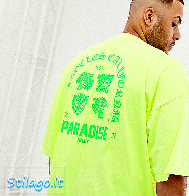 ASOS DESIGN Plus tricou supradimensionat tricou neon spălat cu imprimeu verde neon-Galben