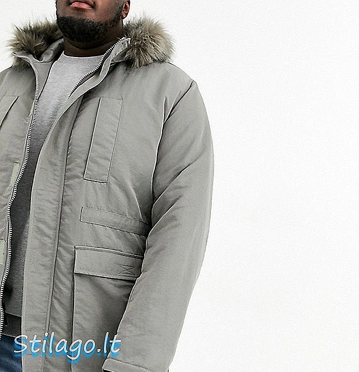 Куртка-парка ASOS DESIGN Plus сірого кольору з підкладкою з штучного хутра