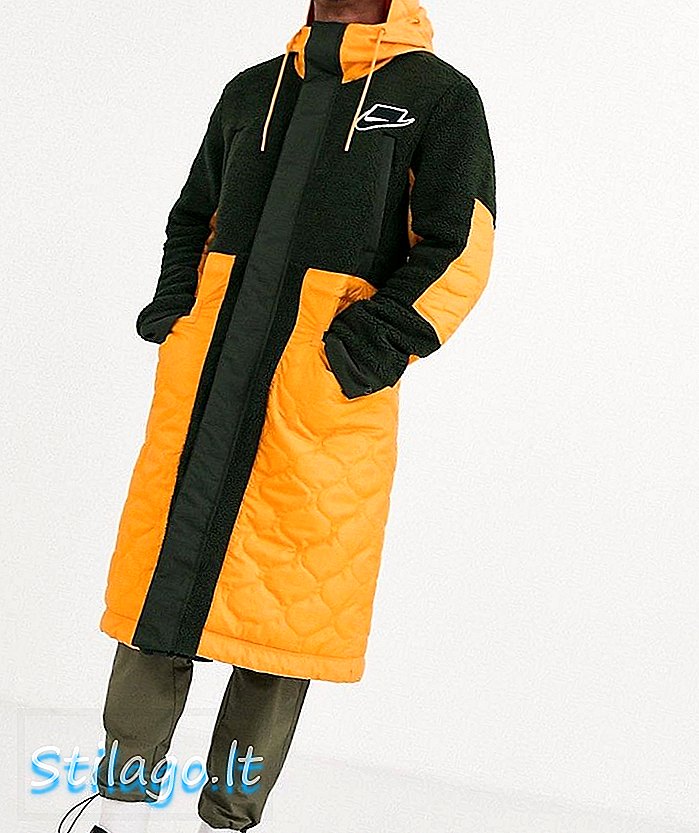 Nike Air quiltet fleece parka jakke i orange / kaki