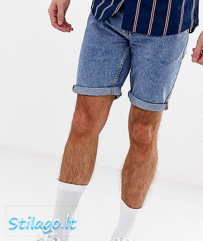 New Look slim fit denim shorts i blå vask-sort