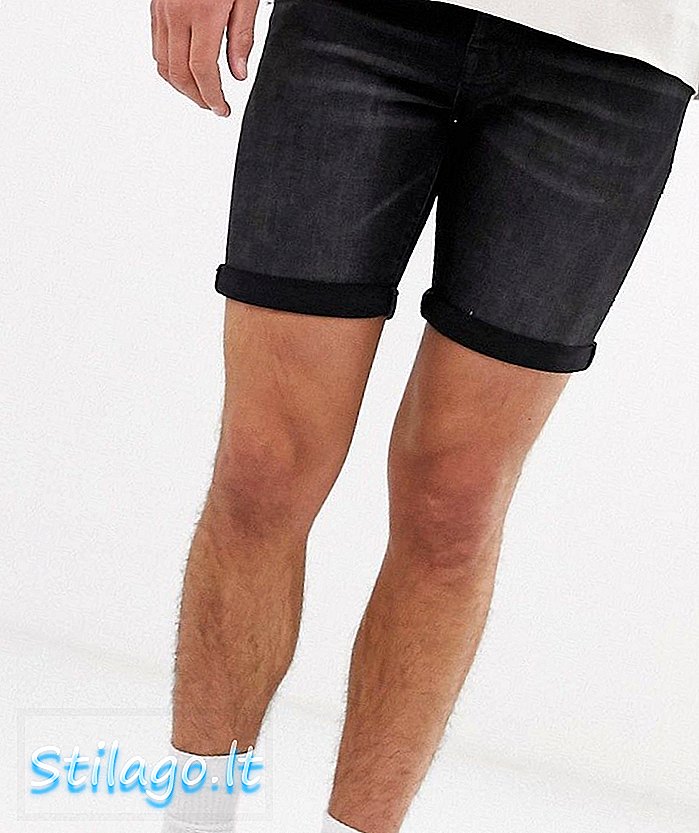 Selecionados shorts jeans Homme em preto lavado