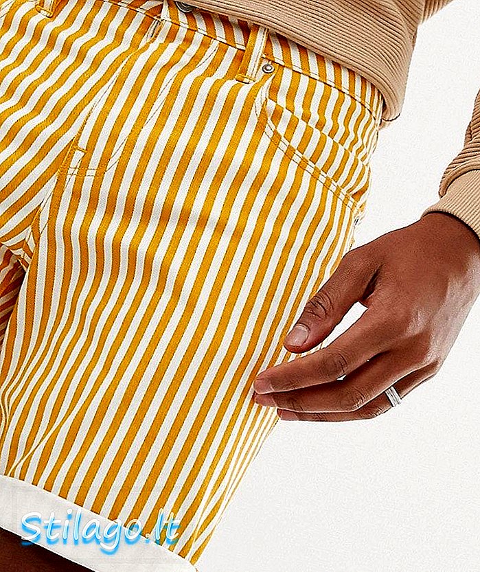 ASOS DESIGN slanke denimshorts i gul pin stripe