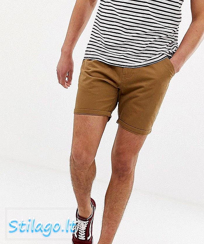 Brave Soul Slino Fit Chino Shorts in Tan