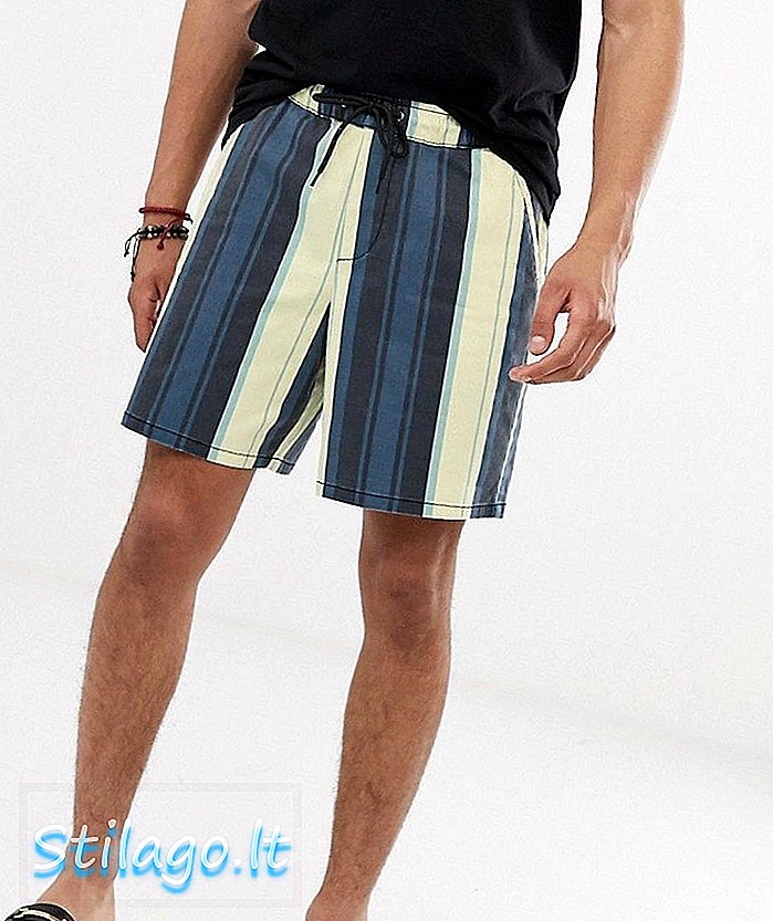 ASOS DESIGN slanke shorts i vasket fed stribe-grå