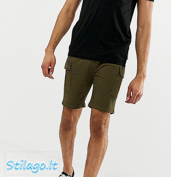 Brave Soul Slim Fit Cargo Shorts in Khaki-Grün
