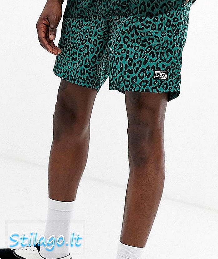 Shorts Obey Dolo con stampa leopardata in verde