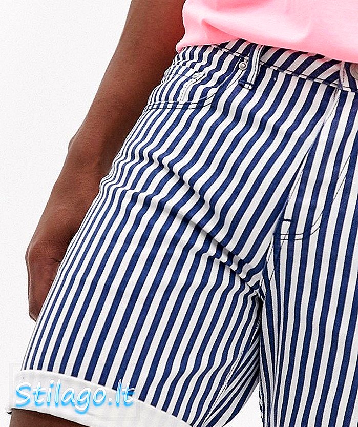 ASOS DESIGN slanke denimshorts i blå pin stripe