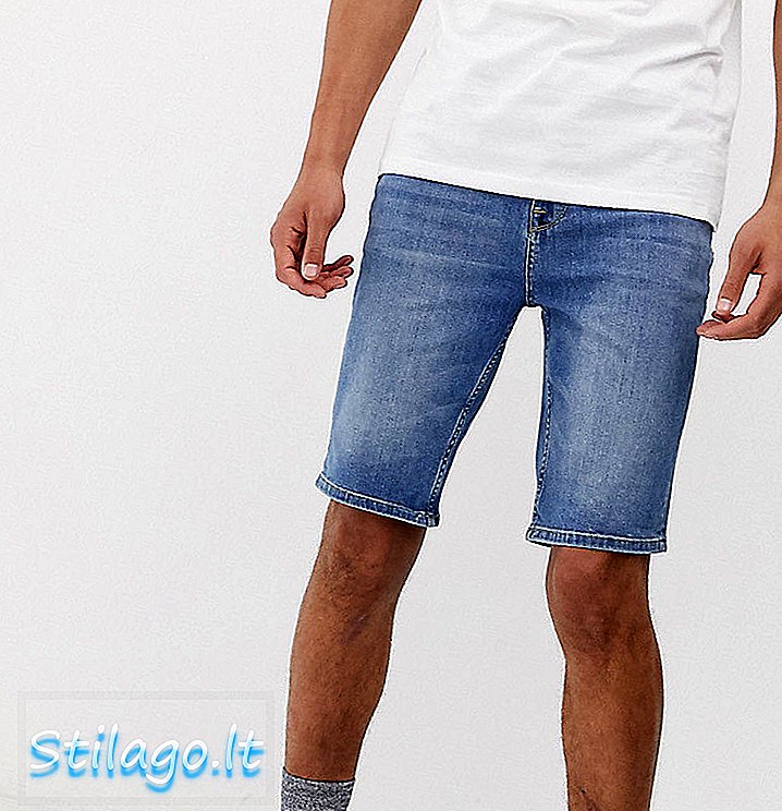 ASOS DESIGN Tall - Short en jean skinny bleu délavé moyen