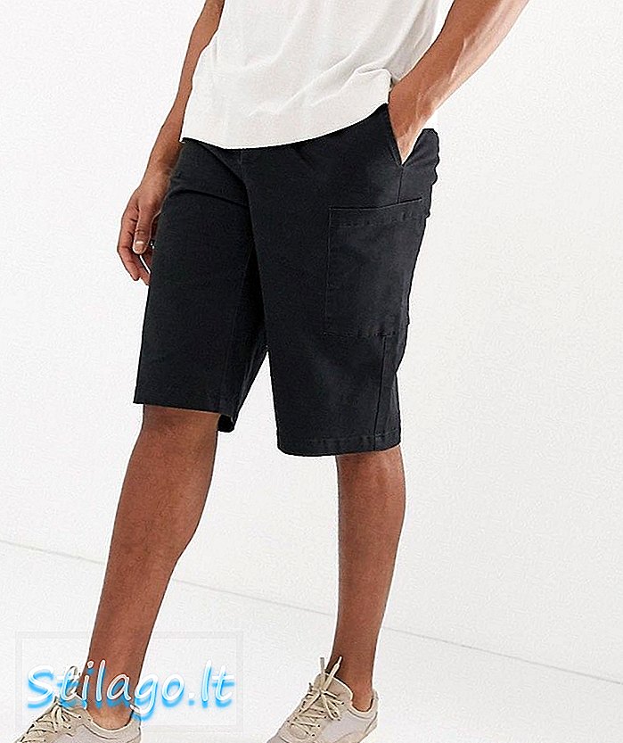 ASOS WHITE Cargo-Shorts aus schwarzem, schwerem Twill