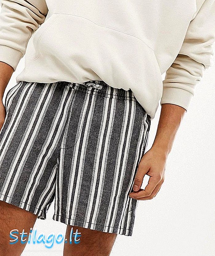 ASOS DESIGN slanke shorts i grå & ecru stripe