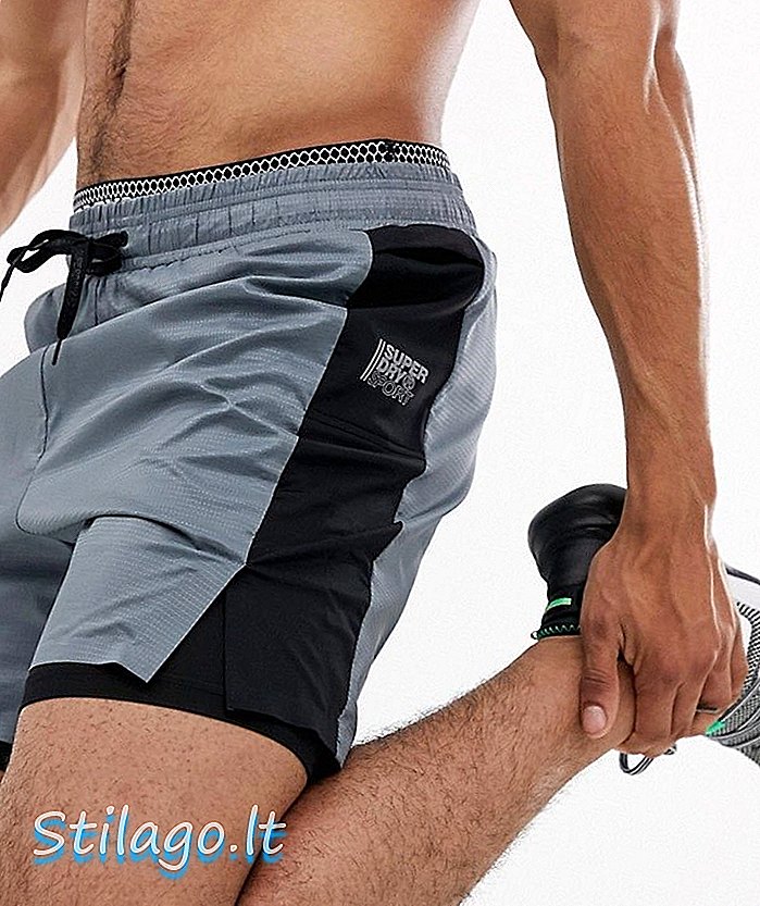 Pantalons curts de doble capa d'entrenament Superdry Sport en gris