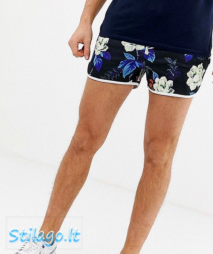 ASOS DESIGN - Short de course en jersey à imprimé floral - Bleu marine