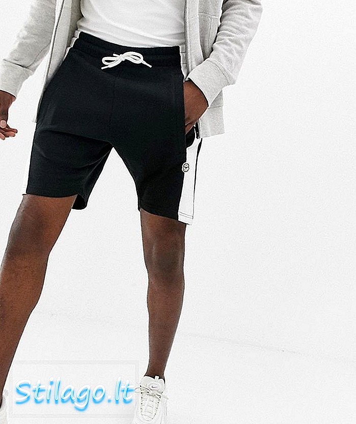 Le Breve stencil stripe shorts-Negro