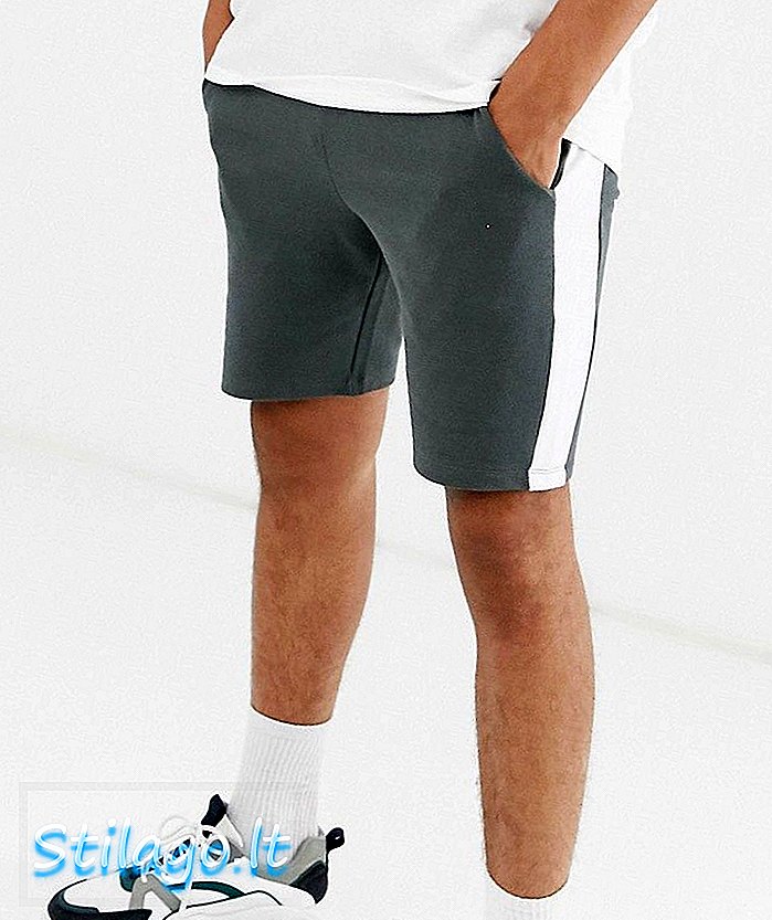 ASOS DESIGN - Skinny short van jersey in donkergrijs met zijstreep