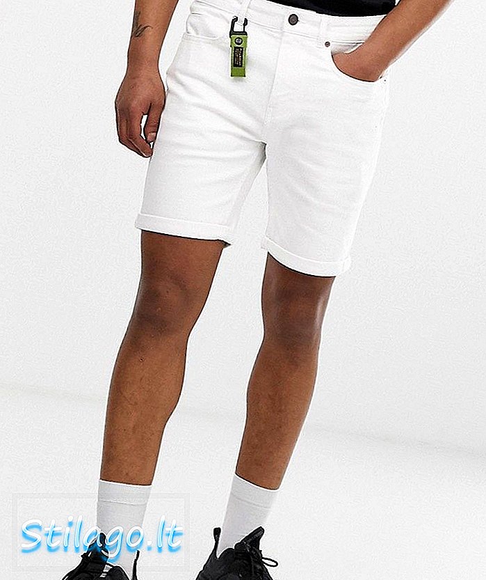 Pull & Bear skinny fit denim shorts i hvidt