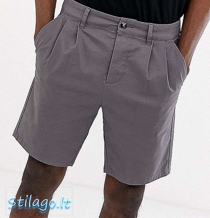 Pantalones cortos chinos delgados y altos con pliegues en gris de ASOS DESIGN
