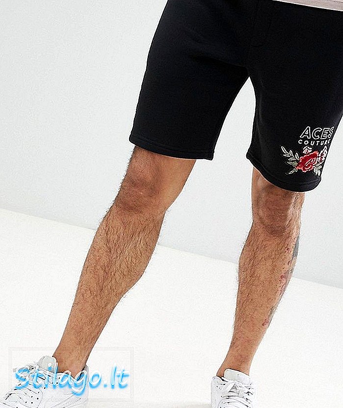 Aces Couture-shorts med rosedetaljer-sort