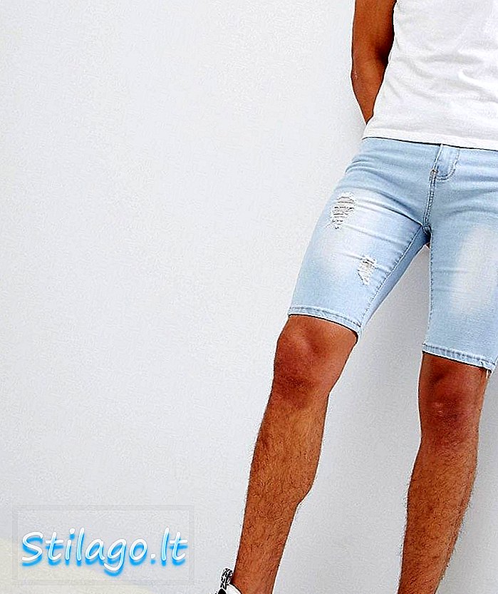 Good For Nothing skinny denim shorts dengan robekan warna biru muda