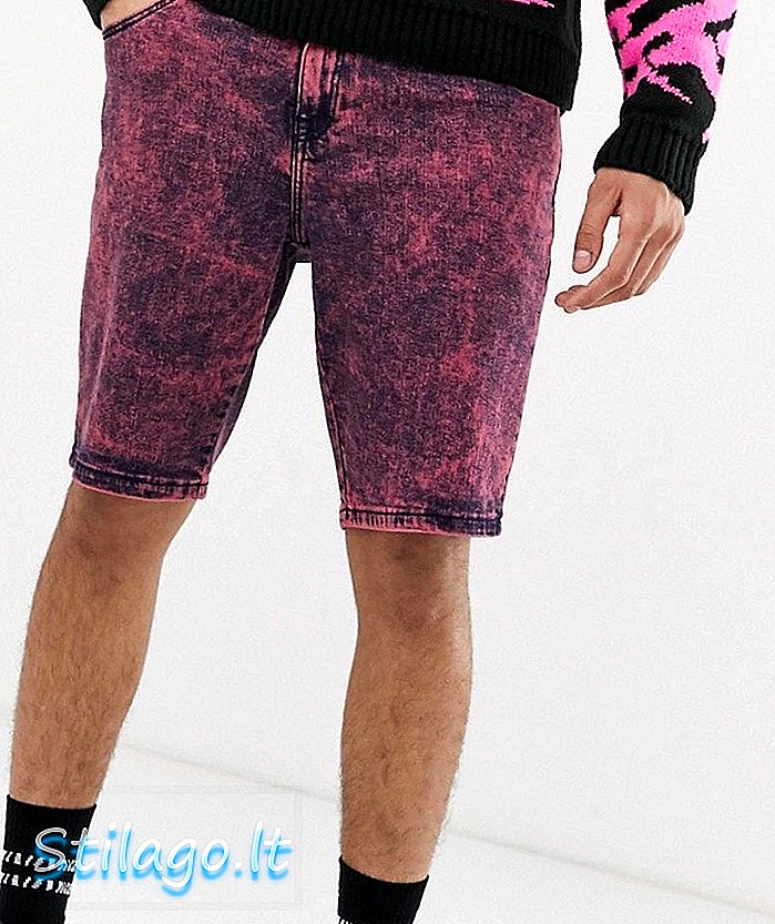 ASOS DESIGN Slim Denim Shorts in Acid Wash Pink