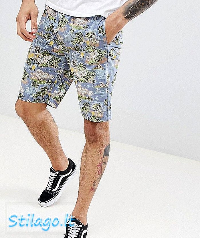 D-Struct Printed Summer Co-ord Shorts-Blue
