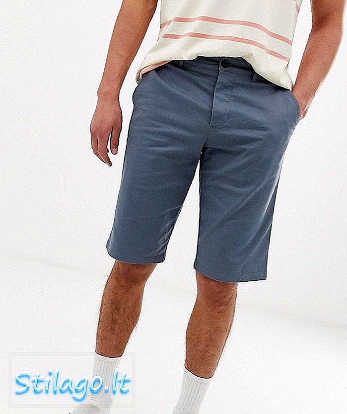 Pantalones cortos chinos más largos y delgados en gris tormenta-beige de ASOS DESIGN