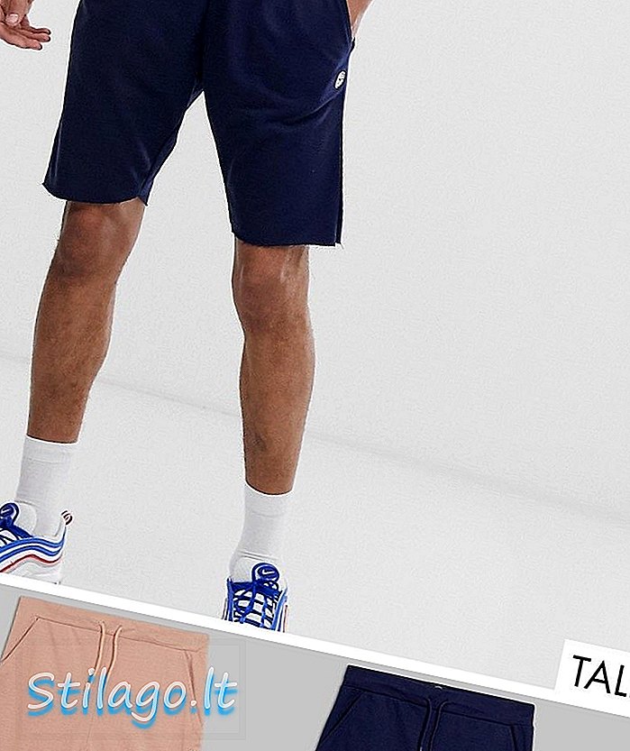 Le Breve Tall 2-pack rå kant svette shorts-Multi