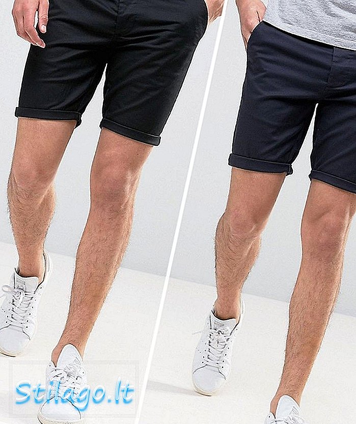 ASOS 2-pak skinny chino-shorts i sort og marineblå