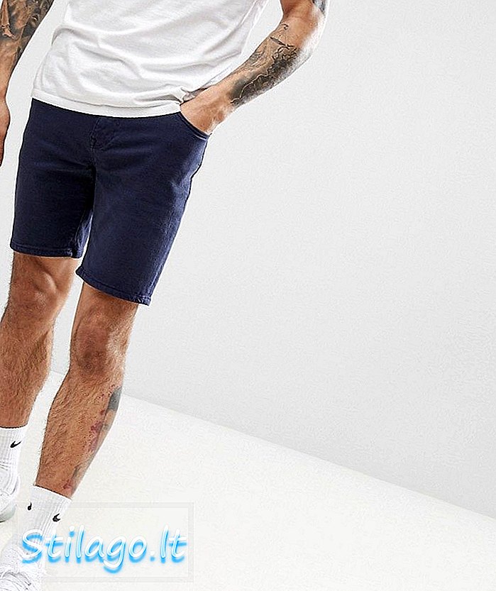 ASOS DESIGN - Shorts in denim blu scuro