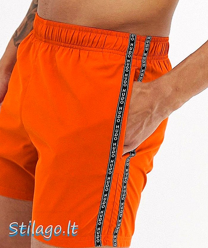 Pantalons curts de bany amb logo HUGO Anguilla, de taronja