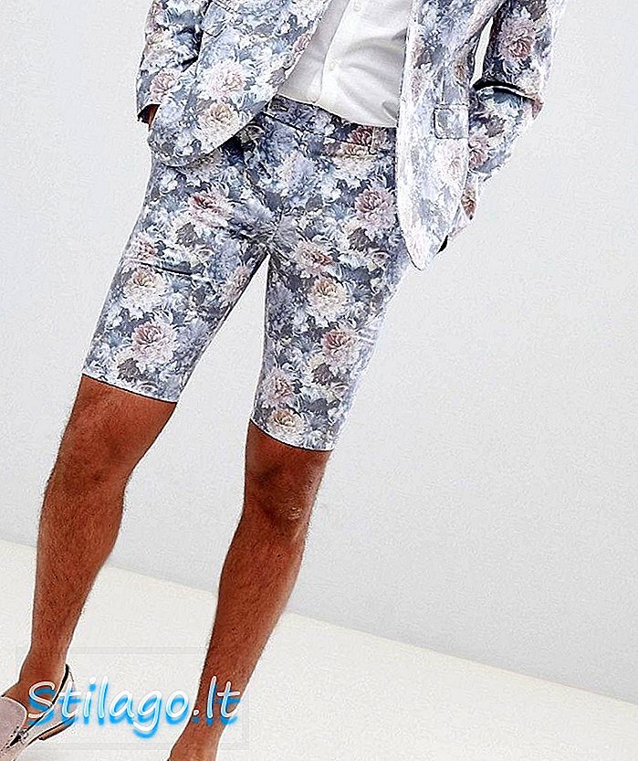 boohooMAN Skinny Fit Suit Shorts med blommönster i flera