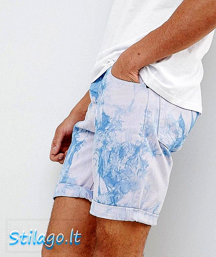 Pantalones cortos de mezclilla de color morado delgado con efecto tie dye de ASOS DESIGN