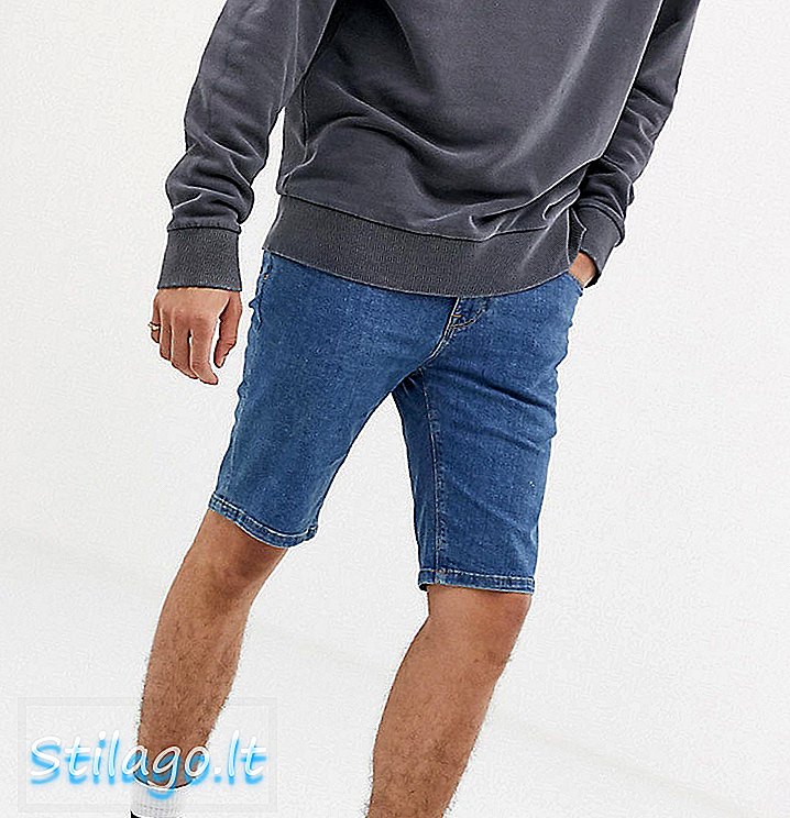 SAMLING Høye tynne blå shorts