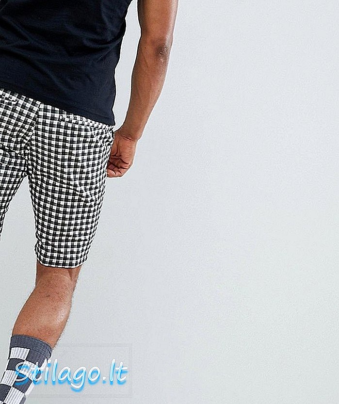 ASOS DESIGN Skinny Shorts in Monochrom Grid Check-Black