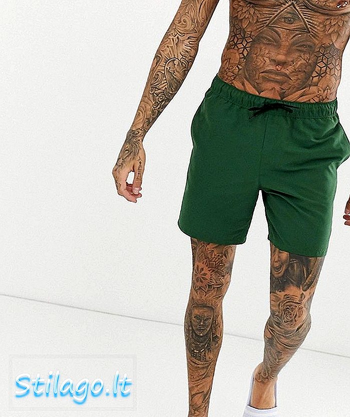 Плавальні шорти ASOS DESIGN темно-зеленого кольору середньої довжини