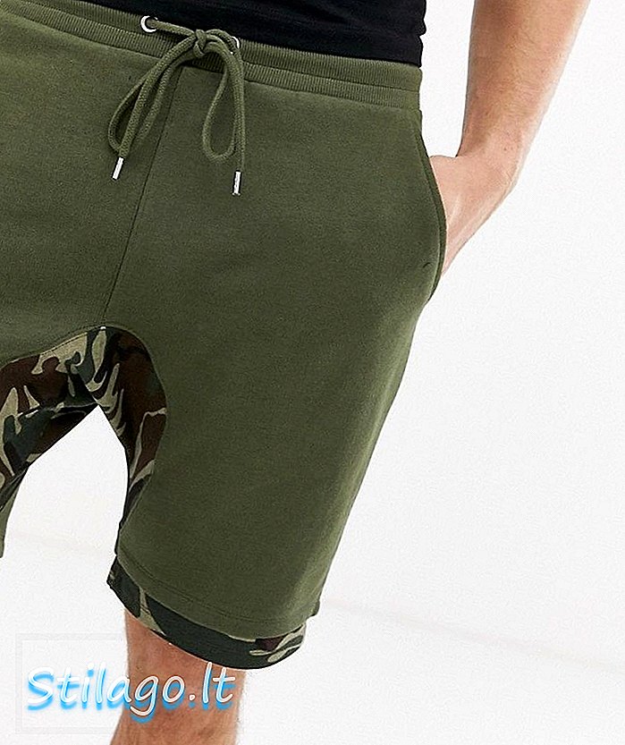 กางเกงขาสั้นลายพราง ASOS DESIGN พร้อมตัวขยายชาย - สีเขียว