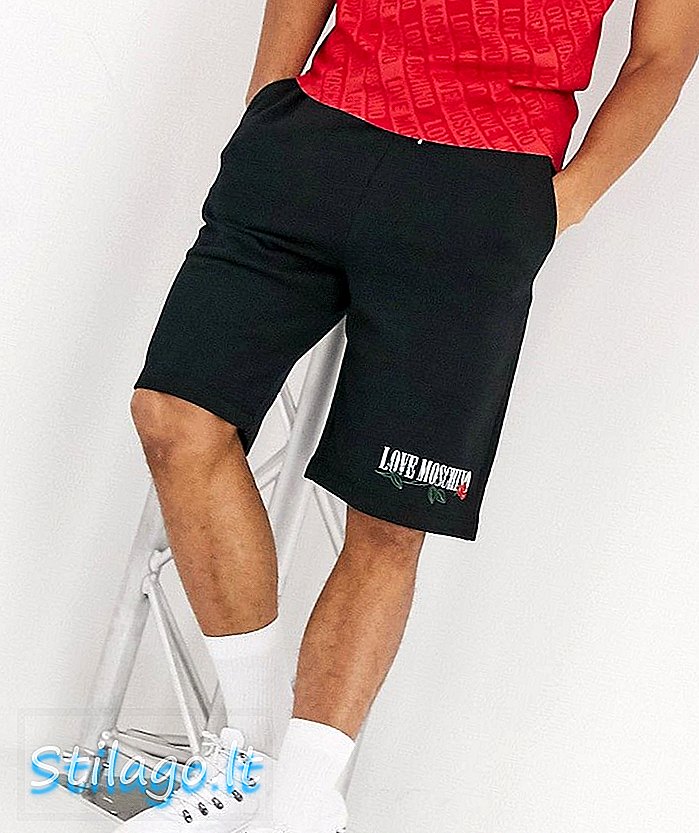 Love Moschino rose jersey shorts-svart